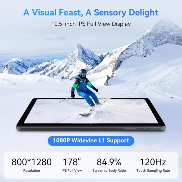 10.1 inch Android 15 Tablet, Quad-core Processor, 12GB (3GB+9GB Extended Memory) RAM +64GB ROM +1TB Expansion, 5G Wi-Fi 6, 2MP + 8MP Dual Cameras, 1280 * 800 FHD IPS Tablet with Keyboard Set - Image 7